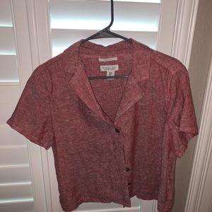 Red button crop top